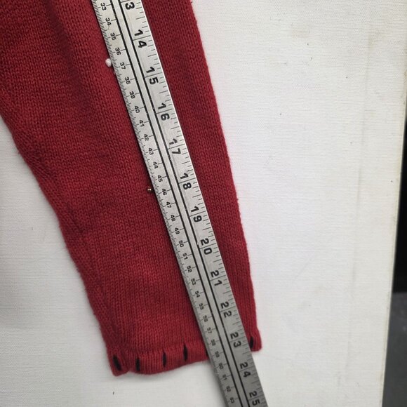 Studio Joy Vintage Red Knit Womens UGLY CHRISTMAS SWEATER full zip Size Large - Picture 8 of 9